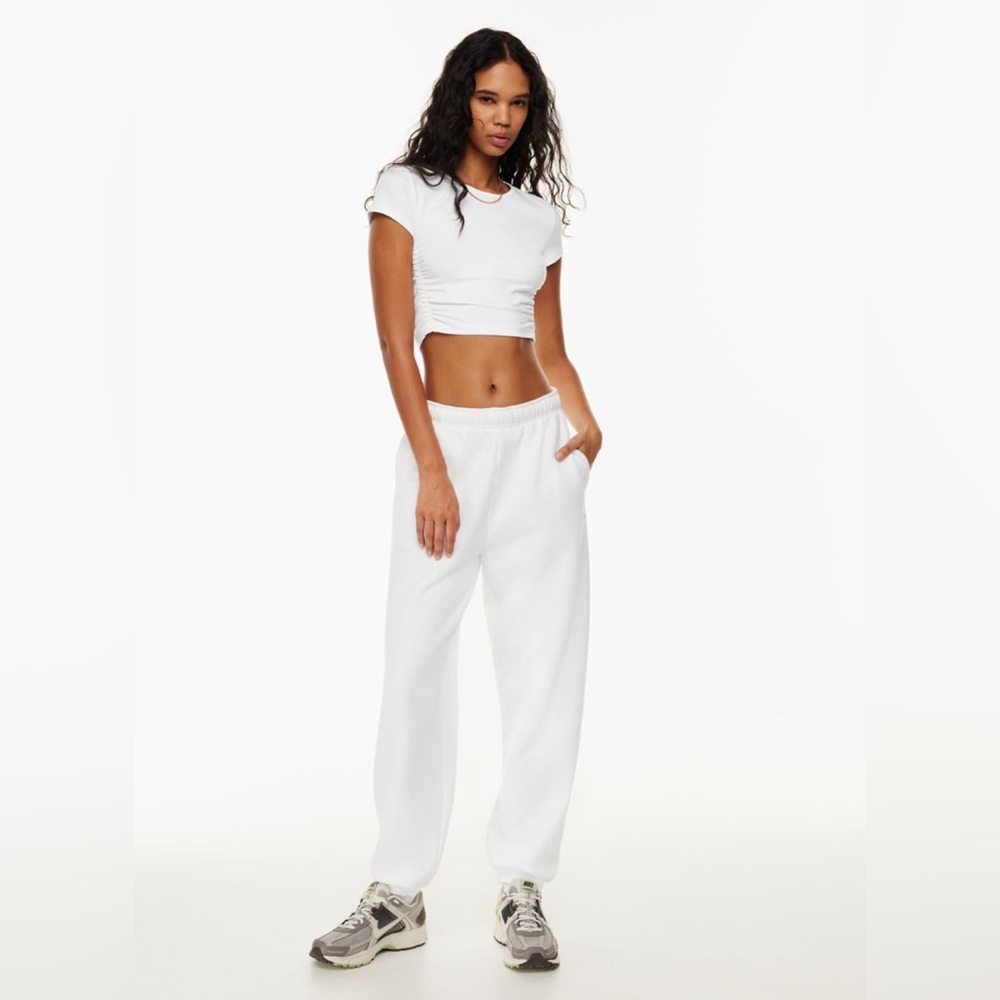 LAST CHANCE: Aritzia Chill Malibu Cropped T-Shirt - White Ruched Shirt